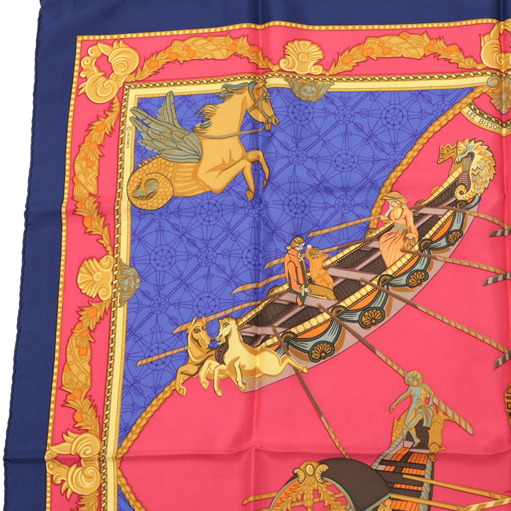 Pre-Loved Hermes Les Bissone De Venise Silk Scarf 90 - Picture 3 of 6